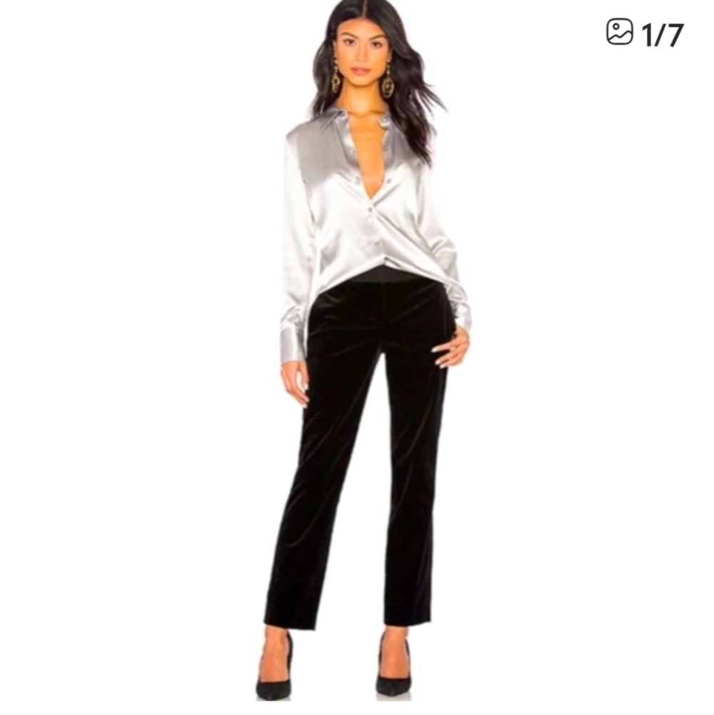 Theory Straight Leg Velvet Ankle Pants In Black Size 6